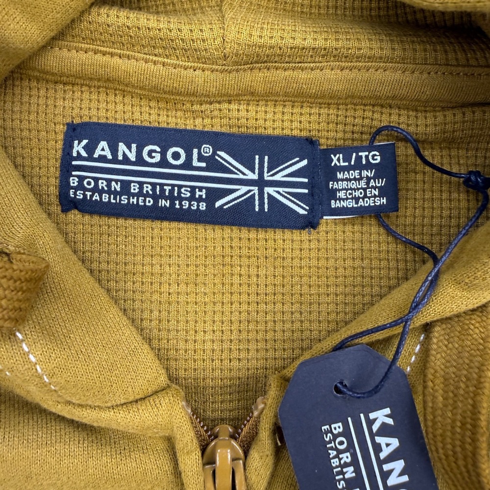 Kangol Hoodie Mens XL Mustard Yellow Embroidered Kangaroo Logo Streetwear‎ - Picture 6 of 10